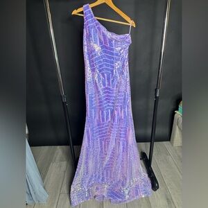 One-Shoulder Lavender Sequin Gown NEW